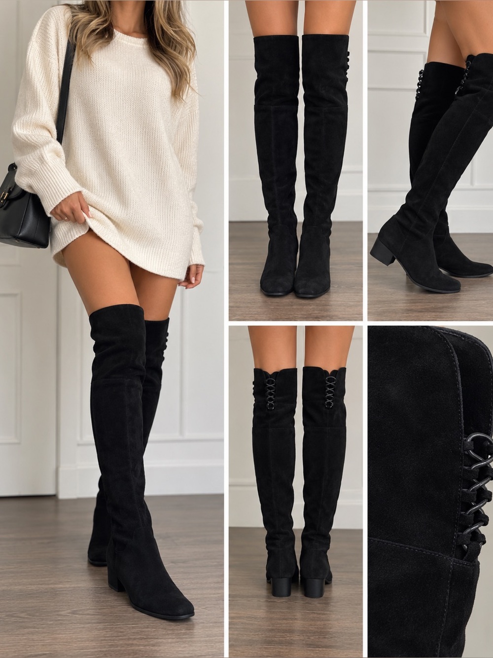 Aldo Black Suede Over-the-Knee Boots
